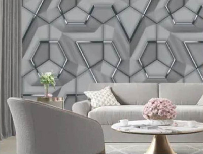 PUJARAMCREATION Vinyl Abstract Grey Wallpaper(L x W: 45 cm x 500 cm)