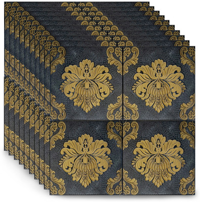 BDM Vinyl Abstract Gold, Black Wallpaper(L x W: 70 cm x 77 cm, Pack of 2)