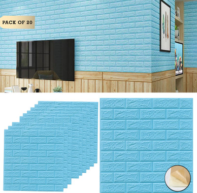 Onbet Embossed Abstract Blue Wallpaper(L x W: 77 cm x 70 cm, Pack of 20)