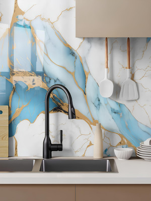 Floppy Vinyl Decorative White, Blue Wallpaper(L x W: 60 cm x 200 cm, Pack of 4)