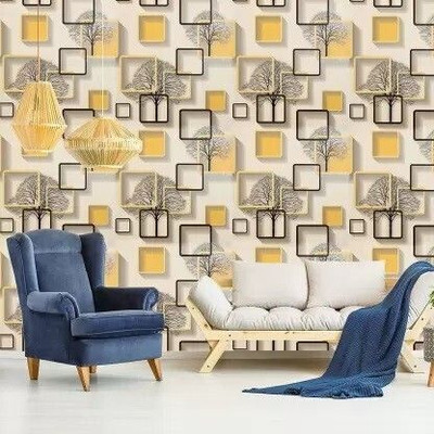 Uratech Vinyl Abstract Gold Wallpaper(L x W: 500 cm x 45 cm)
