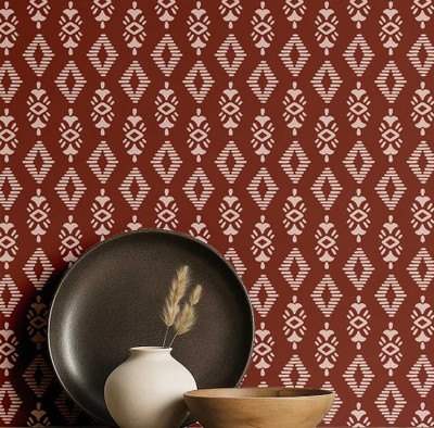 S4Sassy Vinyl Decorative Red Wallpaper(L x W: 304 cm x 63 cm)