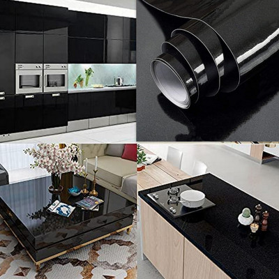 WELLSHIP Vinyl Abstract Black Wallpaper(L x W: 139.7 cm x 35 cm)