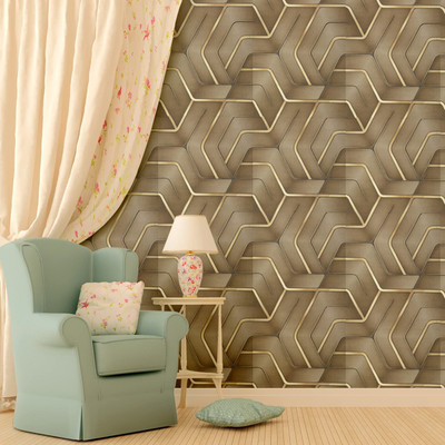 RoseCraft Abstract Beige Wallpaper(1000 cm x 53 cm)