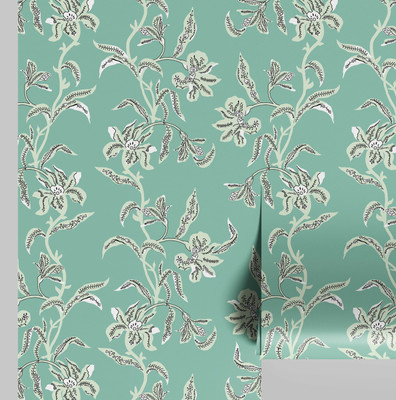 S4Sassy Vinyl Floral & Botanical Green Wallpaper(L x W: 304 cm x 63 cm)