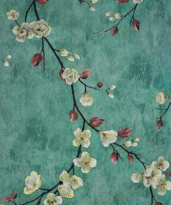 lOMESH Vinyl Floral & Botanical Green Wallpaper(L x W: 24 cm x 5 cm)