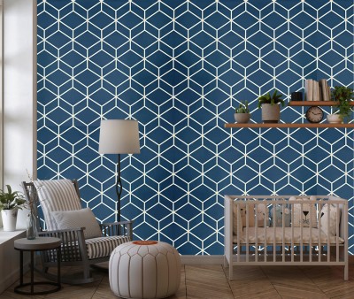 FOKRIM 300 cm blue hexagonal 45x300cm 3006 Self Adhesive Sticker(Pack of 1)