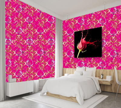 We Kreate Vinyl Decorative Pink Wallpaper(L x W: 250 cm x 45 cm)