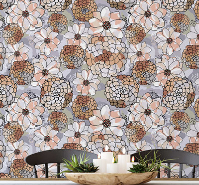 S4Sassy Vinyl Floral & Botanical Multicolor Wallpaper(L x W: 304 cm x 63 cm)