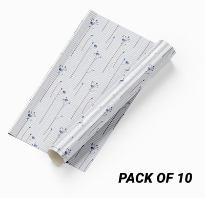 Guru Production Vinyl Decorative White, Blue Wallpaper(L x W: 300 cm x 45 cm, Pack of 10)