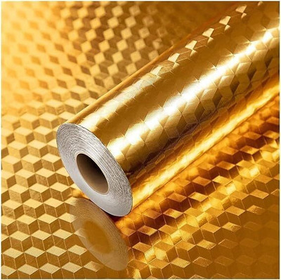 AaruBhakti Vinyl Abstract Gold Wallpaper(L x W: 200 cm x 60 cm)