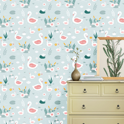 Guru Production Vinyl Animation & Cartoons Blue Wallpaper(L x W: 244 cm x 41 cm)