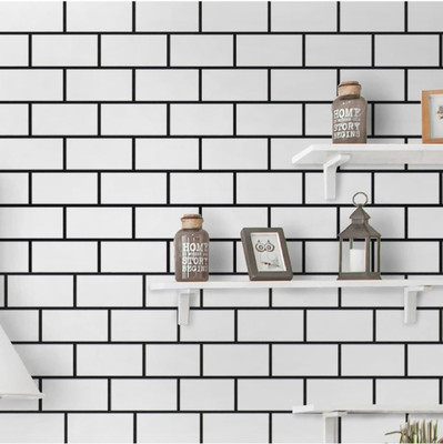 Jas Enterprise Vinyl Architecture White, Black Wallpaper(L x W: 500 cm x 45 cm, Pack of 3)