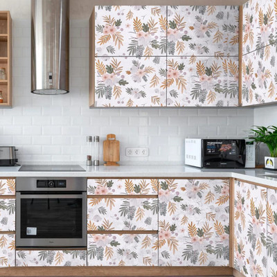doodad Vinyl Floral & Botanical White Wallpaper(L x W: 500 cm x 45 cm)