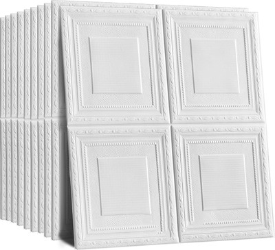 metreno Decorative White Wallpaper(70 cm x 70 cm, Pack of 5)