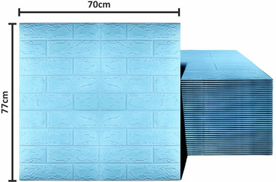 metreno Vinyl Decorative Blue Wallpaper(L x W: 77 cm x 70 cm)