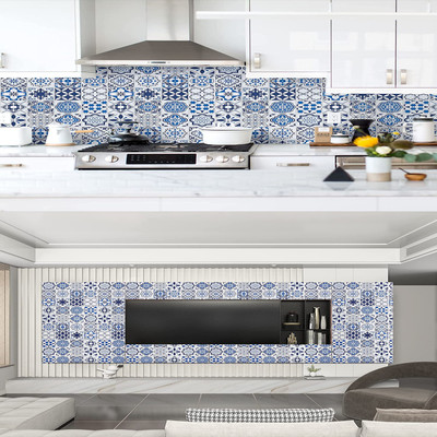 Wellwall Vinyl Floral & Botanical Blue Wallpaper(L x W: 200 cm x 60 cm)