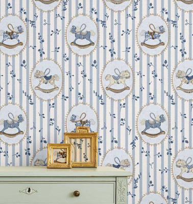 S4Sassy Vinyl Animals Blue Wallpaper(L x W: 609 cm x 63 cm)