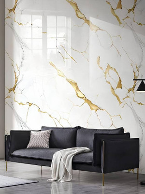 ZOCKRIX Vinyl Decorative White, Gold Wallpaper(L x W: 200 cm x 60 cm)