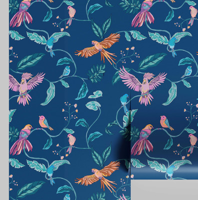 S4Sassy Vinyl Animals Blue Wallpaper(L x W: 609 cm x 63 cm)