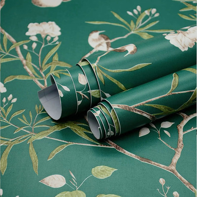 FLIPZONE Vinyl Floral & Botanical Green Wallpaper(L x W: 304.8 cm x 45.72 cm, Pack of 3)