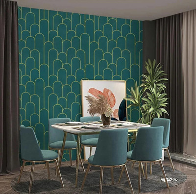 FOKRIM Vinyl Decorative Green Wallpaper(L x W: 300 cm x 45 cm, Pack of 3)