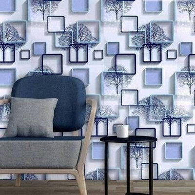 LusticHome Paper Abstract Blue, White Wallpaper(L x W: 500 cm x 40 cm)