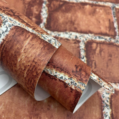 Skywall 1000 cm 48 Sq. Feet DIY Self Adhesive Wallpaper with 3D Brown Bricks for Home Decor (Multicolor) Self Adhesive Sticker(Pack of 1)