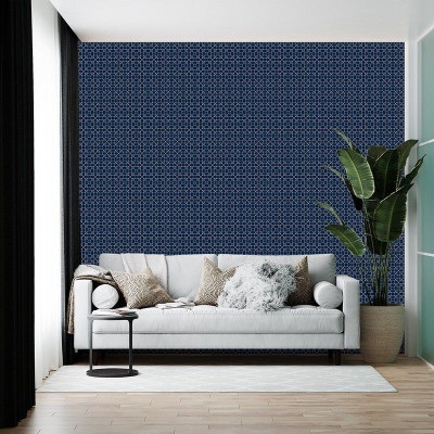 BRITISH TERMINAL Vinyl Abstract Blue Wallpaper(L x W: 200 cm x 45 cm)