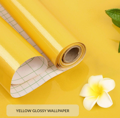 HOME13 Vinyl Decorative Yellow Wallpaper(L x W: 60 cm x 200 cm)