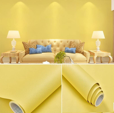 JAAMSO ROYALS Vinyl Decorative Yellow Wallpaper(L x W: 200 cm x 45 cm)