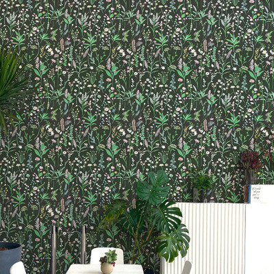 doodad Vinyl Floral & Botanical Green Wallpaper(L x W: 1000 cm x 45 cm)