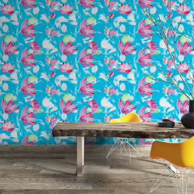 Guru Production Vinyl Abstract Blue Wallpaper(L x W: 1000 cm x 45 cm)