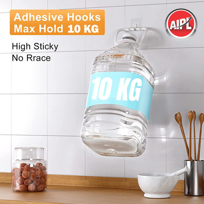Shreejee 5 cm Heavy Duty Adhesive Hooks Kitchen Wall Hooks,MultiFunction Utility Hook 10 Pc Self Adhesive Sticker(Pack of 10)