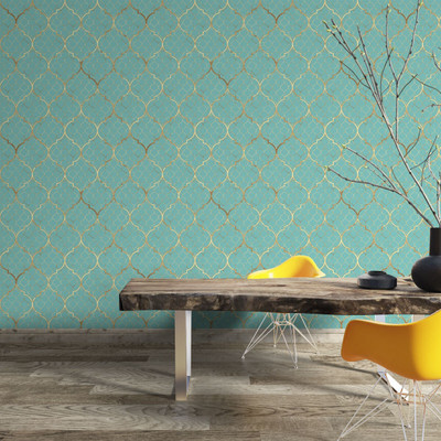 Guru Production Vinyl Abstract Green Wallpaper(L x W: 1000 cm x 45 cm)