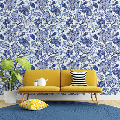 Guru Production Vinyl Abstract Blue Wallpaper(L x W: 244 cm x 41 cm)