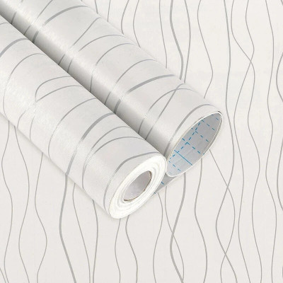 Whisq Vinyl Abstract White Wallpaper(L x W: 1000 cm x 40 cm)
