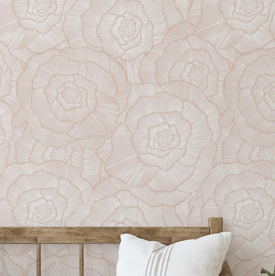 S4Sassy Vinyl Floral & Botanical Beige Wallpaper(L x W: 914 cm x 63 cm)