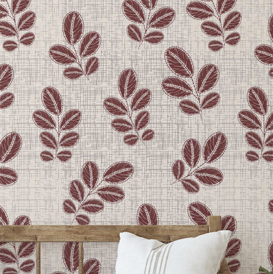 S4Sassy Vinyl Floral & Botanical Beige Wallpaper(L x W: 304 cm x 63 cm)