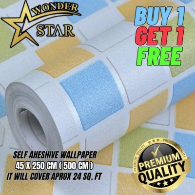 wonderstar Abstract Multicolor Wallpaper(250 cm x 45 cm, Pack of 2)