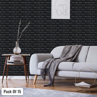 Floppy Decorative Black Wallpaper(70 cm x 77 cm, Pack of 15)