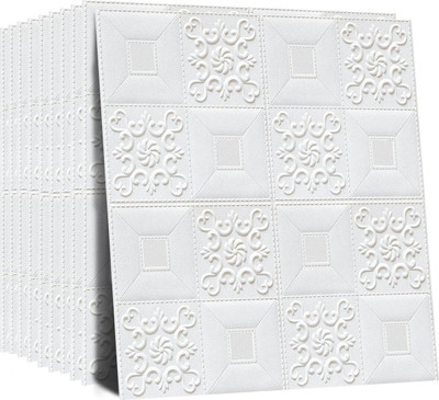 BDM Vinyl Abstract White Wallpaper(L x W: 70 cm x 77 cm, Pack of 2)