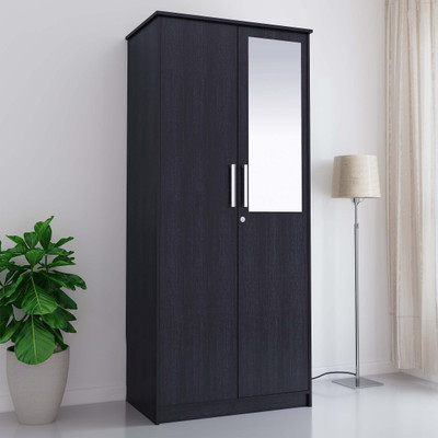 Flipkart Perfect Homes Julian Engineered Wood 2 Door Wardrobe(Finish Color - American Espresso, Mirror Included, Knock Down)