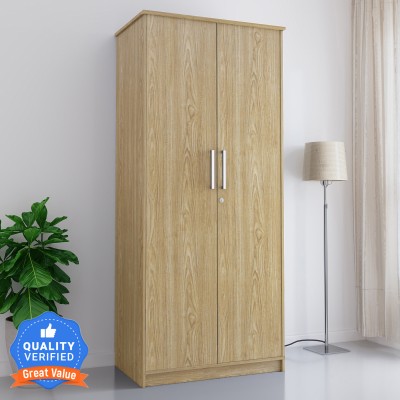 Flipkart Perfect Homes Julian Engineered Wood 2 Door Wardrobe(Finish Color - Teak, Knock Down)