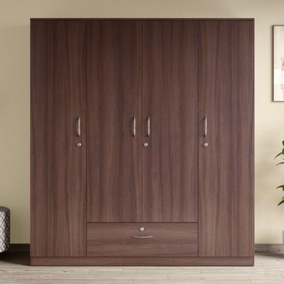 Godrej Interio Ewa Engineered Wood 4 Door Wardrobe(Finish Color - Brown, Knock Down)