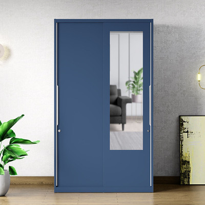 Godrej Interio Slide N Store Pro Metal 2 Door Almirah(Finish Color - Textured Phiroja Blue, Mirror Included, Knock Down)