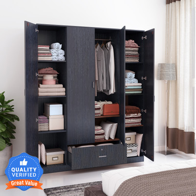 Flipkart Perfect Homes Andes Engineered Wood 4 Door Wardrobe(Finish Color - Chocolate Wenge, Knock Down)