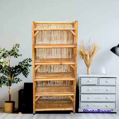 RAINBOW Cane Bamboo Clothes Cabinet For Storage Wardrobe , Cloth Rack For Storage Engineered Wood 1 Door Wardrobe