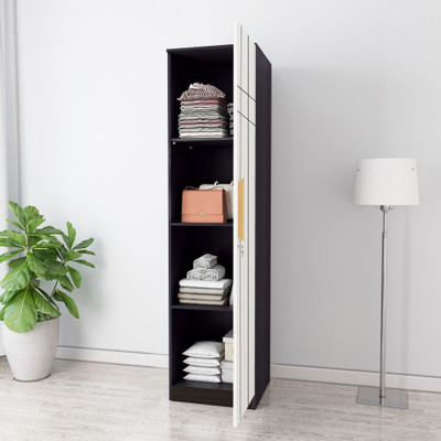 Flipkart Perfect Homes Manchester Engineered Wood 1 Door Wardrobe(Finish Color - Super White & Flower Wenge, Knock Down)