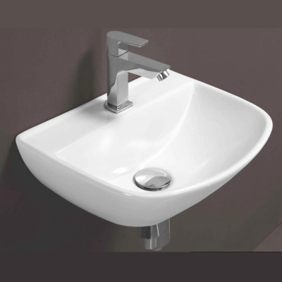 Nirant Nirant Ceramic Wall Mount Wash Basin | Wash Basin For Bathroom (42.5x25x13 cm) COPER Wall Hung Basin(White)